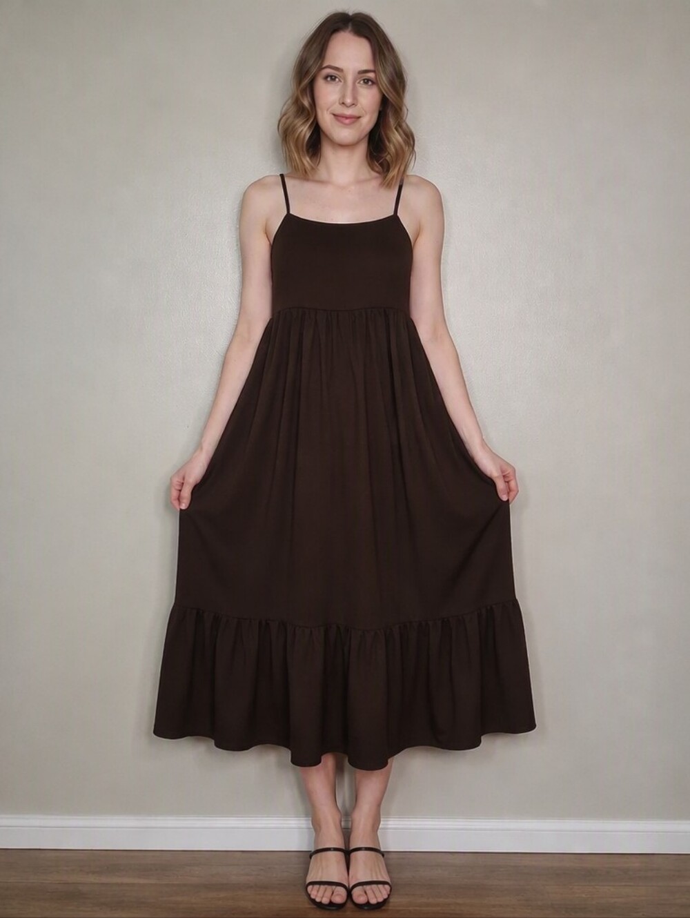 Mossimo Supply Co. Brown Spaghetti-Strap Midi Dress